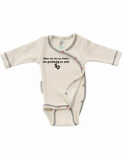 Lade das Bild in den Galerie-Viewer, Frühchen Wickelbody, Gr.44 -"Man ist nie zu klein, um großartig zu sein" (Art.Nr.20)