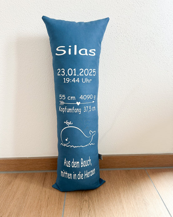 Deko-Geburtskissen nach Größe & Kopfumfang - Jeans-blau (Art.Nr.10  ) Dekokissen