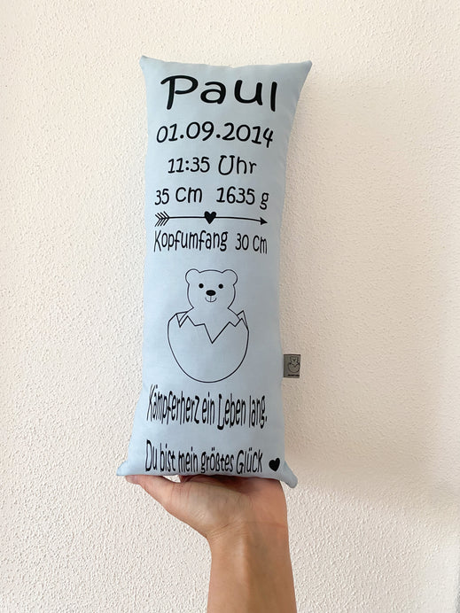 Deko-Geburtskissen nach Größe & Kopfumfang - Hellblau (Art.Nr.6) Dekokissen